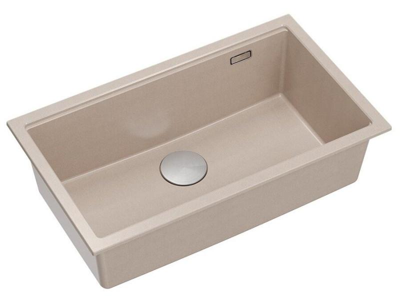 Quadri Newport II, grande e profondo lavabo in granito da incasso e sottotop Beige, lavabo 76x45cm con tappo in acciaio inossidabile 1208971760