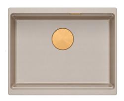Lavello sottopiano Quadri Newport II in granito beige 560x450mm con tappo di rame e tappo di scarico 1208971764