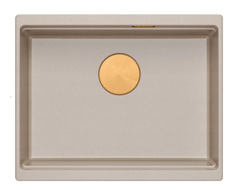 Lavello sottopiano Quadri Newport II in granito beige 560x450mm con tappo di rame e tappo di scarico 1208971764