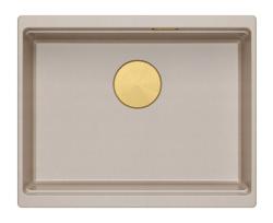 Lavello sottopiano Quadri Newport II in granito beige 560x450mm con tappo dorato e cappuccio di scarico 1208971765