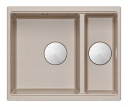 Quadri Newport II beige 1,5 lavabo in granito da appoggio e sottotop 555x460mm con tappo in acciaio inossidabile 1208971769