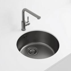 Pure.Sink Rondo Lavello rotondo color canna di fucile, da incasso a filo piano, da incasso sotto piano e da appoggio, 37 cm RD375-GunMetal