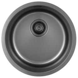 Pure.Sink Rondo Gun metal Rotondo Lavello da incasso, sottotop e sopratop 38 cm PRN38-61