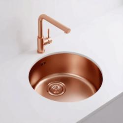 Pure.Sink Rondo Lavandino Rotondo in Rame per installazione a filo, sottotop e sopratop 38 cm PRN38-62