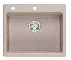 Lavabo da incasso Quadri Durham Pearl Beige in granito 595x500 con dispenser di sapone, tagliere, vaschetta interna e tappetino rotolante 1208971814