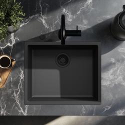 Lavabo nero Ausmann Fibre 50x40cm da incasso, sopraelevato e a filo con tappo automatico nero 1208971856