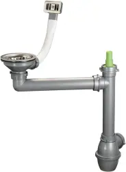 Set di scarico Ausmann in acciaio inossidabile con troppopieno quadrato incluso sifone per lavello singolo 1208971877