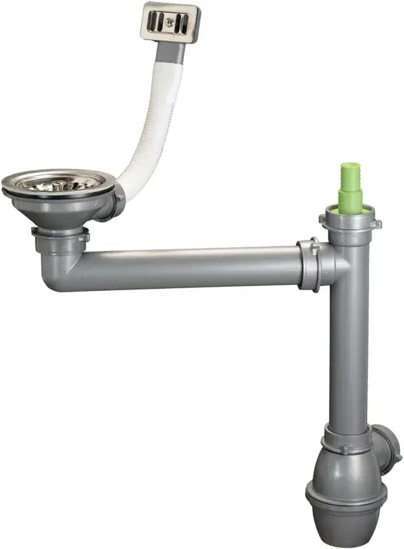 Set di scarico Ausmann in acciaio inossidabile con troppopieno quadrato incluso sifone per lavello singolo 1208971877