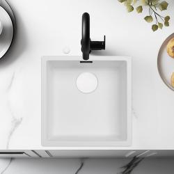 Lavabo bianco Ausmann Fibre 40x40cm da incasso, da appoggio e da installazione a filo con tappo automatico bianco 1208971896