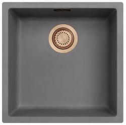 Ausmann Fibre lavabo in cemento grigio 40x40cm da incasso, da appoggio e da montaggio a filo con tappo automatico di rame 1208971912