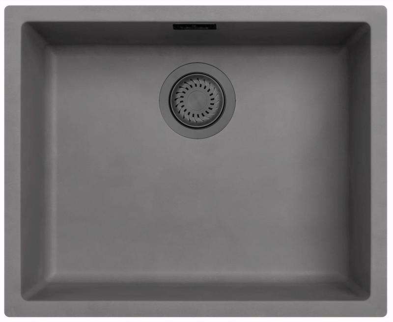 Ausmann Fibre lavabo in cemento grigio 50x40cm da incasso, sopraelevato e a filo con tappo automatico in metallo canna di fucile 1208971919