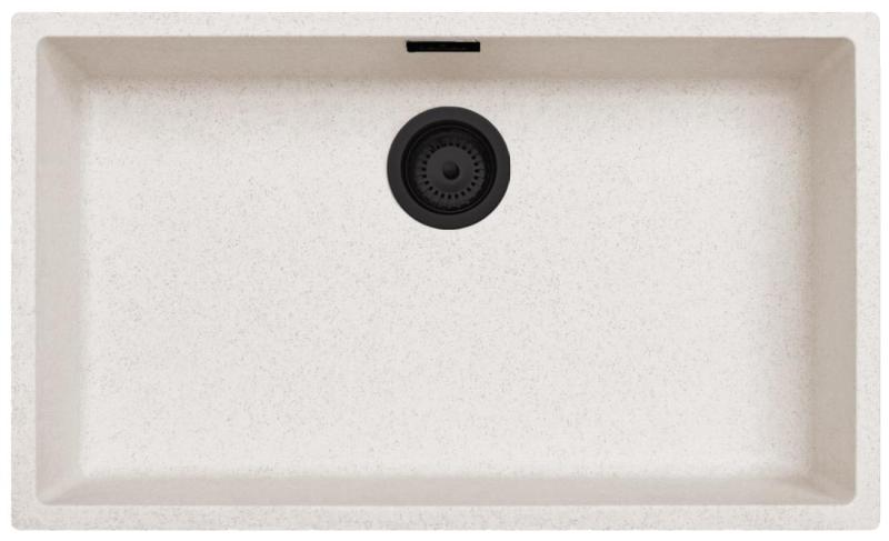 Ausmann Fibre sabbia bianca grande lavabo sottotop 70x40cm, sopratop e filotop con tappo automatico nero 1208971936