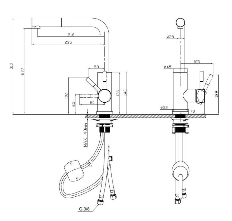 Pure.Sink Elite Steel Spark-S rubinetto da cucina in acciaio PVD rame con beccuccio estraibile PS8041-62