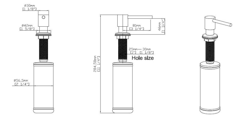 Pure.Sink Elite Steel Shine Dispenser di Sapone da Incasso PVD Rame Riempibile da Sopra PS9010-62