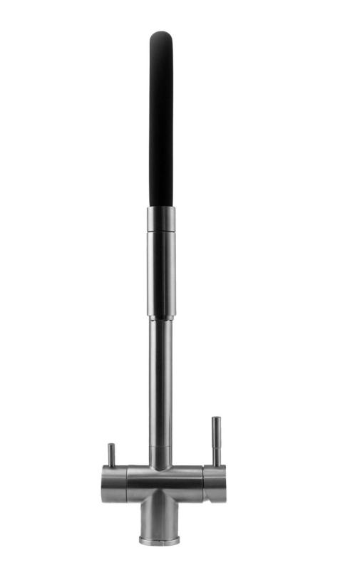 Pure.Sink Elite Steel Flex Rubinetto da cucina in acciaio inossidabile a 3 vie con beccuccio flessibile e acqua filtrata PS8110-02