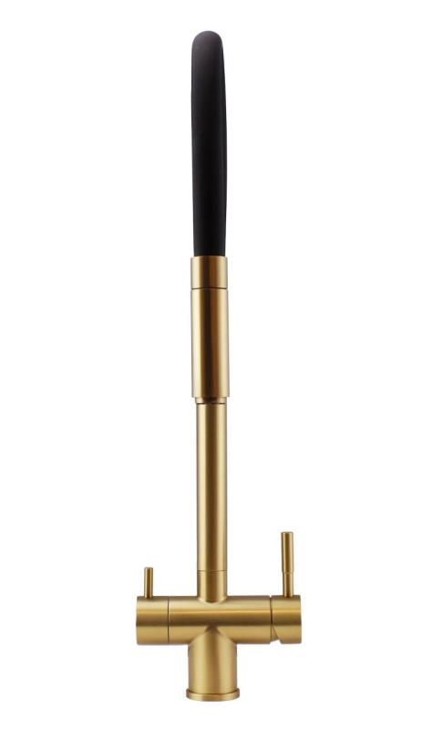 Pure.Sink Elite Steel Flex Rubinetto da cucina in oro spazzolato PVD a 3 vie con beccuccio flessibile e acqua filtrata PS8110-60