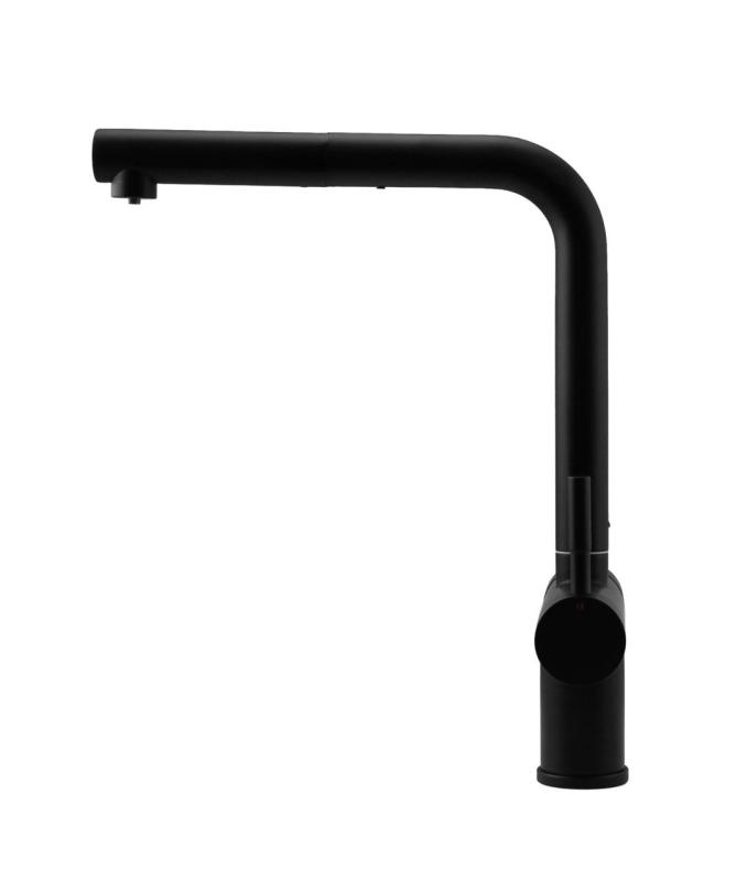 Pure.Sink Elite Steel Clear-S Mat nero Rubinetto da cucina a 3 vie con bocca estraibile e acqua filtrata PS8120-10