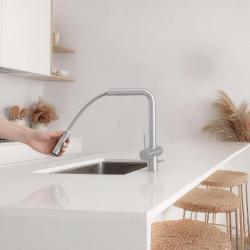 Pure.Sink Elite Steel Clear-S PVD metallo pistola 3-vie Rubinetto da cucina con Bocca Estraibile e Acqua Filtrata PS8120-61