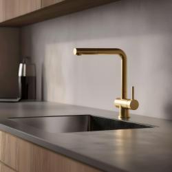 Pure.Sink Elite Steel Pulse-S rubinetto da cucina PVD in oro spazzolato con bocca estraibile e modalità spray PS8500-60
