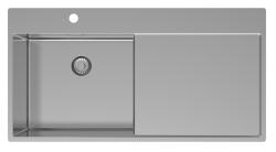Pure.Sink Exclusivo Lavello in acciaio inox con sgocciolatoio 100x52 cm Rubinetto a leva sinistro PEX47100LT-02