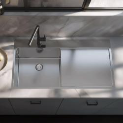 Pure.Sink Exclusivo Lavello in acciaio inox con sgocciolatoio 100x52 cm Rubinetto a leva sinistro PEX47100LT-02