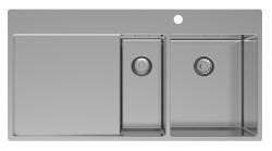 Pure.Sink Exclusivo Lavello in acciaio inox 1,5 con sgocciolatoio 100x52 cm Rubinetto a leva destro PEX3418100RT-02