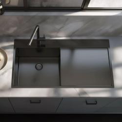 Pure.Sink Exclusivo Lavello in ghisa con sgocciolatoio 100x52 cm Rubinetto a leva sinistro PEX47100LT-61