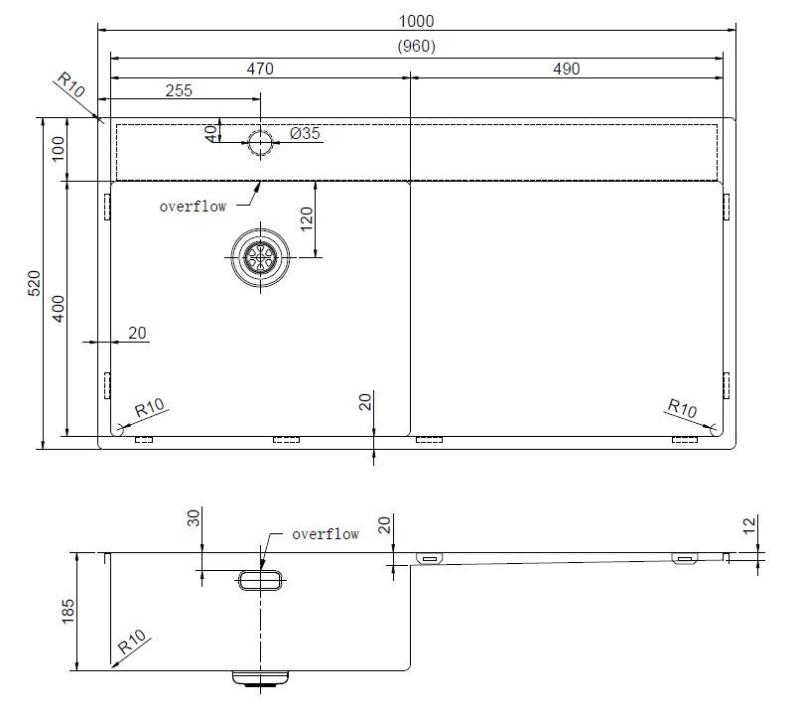 Pure.Sink Exclusivo Lavello in rame con sgocciolatoio 100x52 cm Rubinetto a leva sinistro PEX47100LT-62