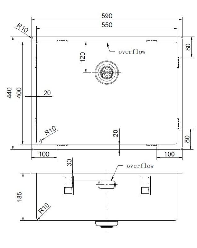 Pure.Sink Exclusivo Lavello dorato 55x40 cm, raggio 10 mm, incasso, a filo e da appoggio PEX5540-60