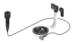 Pure.Sink Universal Set di scarico in canna di fucile con pulsante a pressione con tappo, più troppopieno rettangolare e rotondo WSTAUT-61