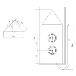 Indux Corner Presa multipla con 2 prese di corrente con messa a terra Angolare Rame 1208972287