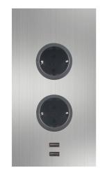 Indux Corner Colonna energetica con 2 prese di corrente con messa a terra e 2 caricatori USB in acciaio inossidabile 1208972296