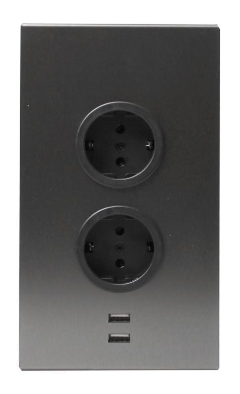 Indux Corner Colonna energetica con 2 prese di corrente con messa a terra e 2 caricatori USB Gun metal 1208972299
