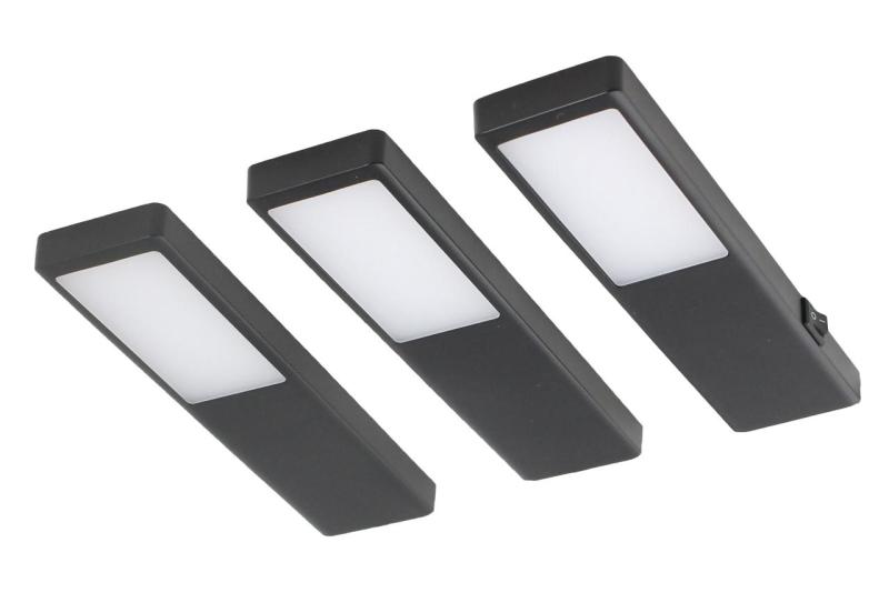 Indux Nivo Set LED da incasso per cucina 3x3 W con interruttore centrale nero 1208972330
