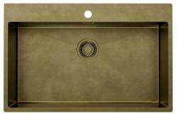 Pure.Sink Luxion Grande lavello in bronzo antico PVD 78x50 cm Tapwing con foro per rubinetto e ripiano inferiore PLX7850T-64