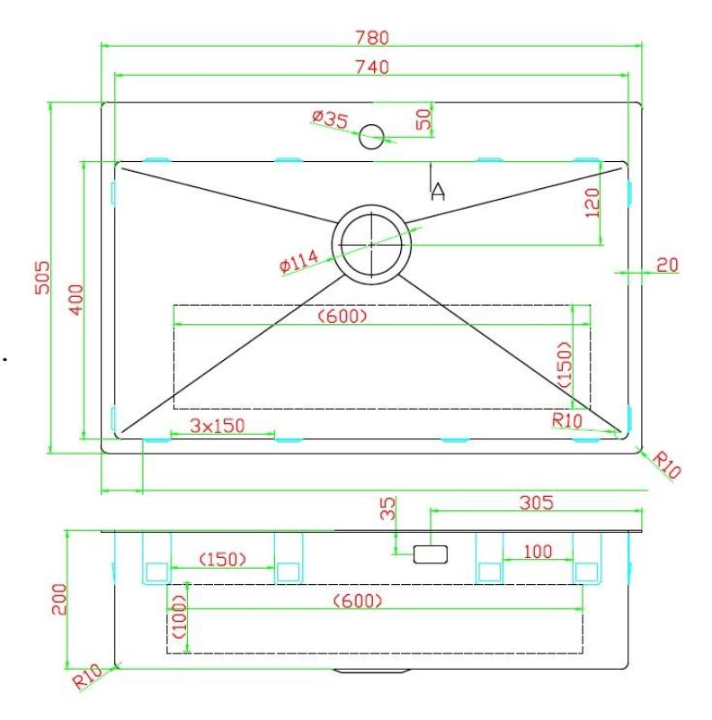 Pure.Sink Luxion Grande lavello in bronzo antico PVD 78x50 cm Tapwing con foro per rubinetto e ripiano inferiore PLX7850T-64