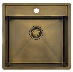 Pure.Sink Luxion PVD Antico Lavello in bronzo 51x50 cm Tapwing con foro per rubinetto e ripiano inferiore PLX5150T-64