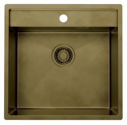 Pure.Sink Luxion PVD Antique Bronzo lavello 51x50 cm Tapwing con foro per rubinetto e ripiano inferiore PLX5150T-64