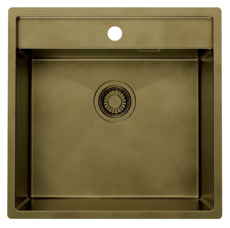 Pure.Sink Luxion PVD Antique Bronzo lavello 51x50 cm Tapwing con foro per rubinetto e ripiano inferiore PLX5150T-64