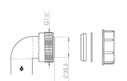 Pure.Sink Kit gomito sifone UK con dado e guarnizioni 40 mm WSTSUK-32