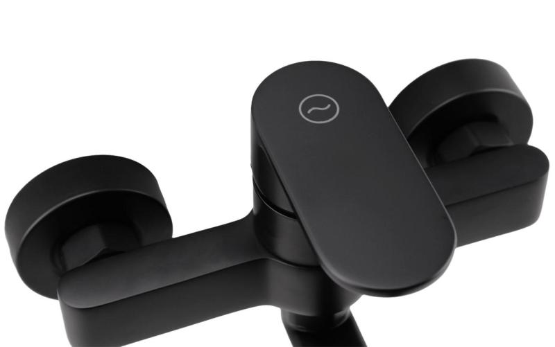 Aquanello Casa Rubinetto da cucina a leva singola nero con bocca di erogazione da 15 cm BL-1415-CS