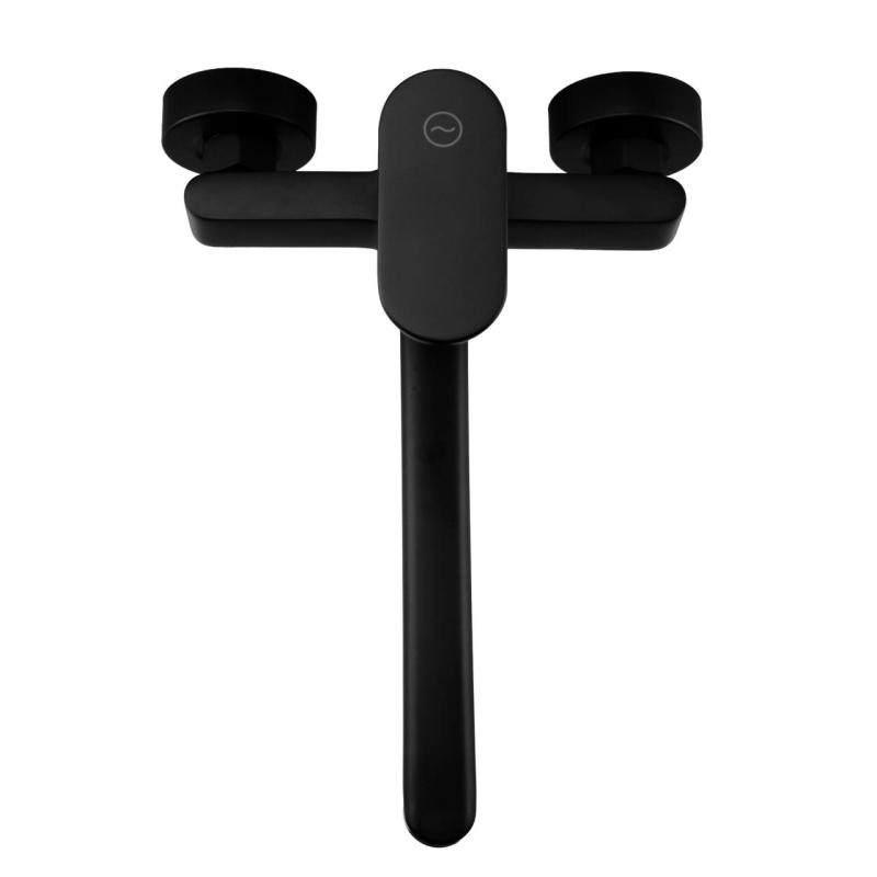 Aquanello Casa Rubinetto da cucina a leva singola nero con bocca di erogazione da 25 cm BL-1425-CS