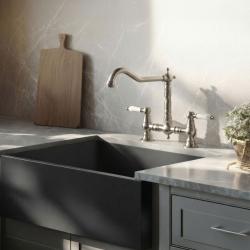 Aquanello Heritage Manor Rubinetto da cucina classico nostalgico Ponte cromato con leva bianca CR-0010-HM