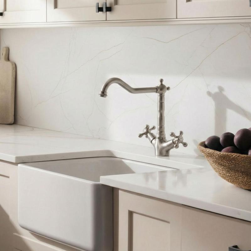 Aquanello Heritage Ascot Cucina classica - Rubinetto da cucina in acciaio inossidabile dal design retrò con bocca ad angolo NB-4002-HA