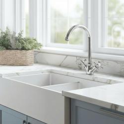 Aquanello Heritage Ascot Cucina classica Rubinetto da cucina nostalgico cromato con bocca rotonda CR-4003-HA