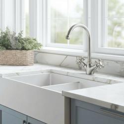 Aquanello Heritage Ascot Cucina classica - Rubinetto da cucina in acciaio inossidabile dal design retrò con bocca rotonda NB-4003-HA