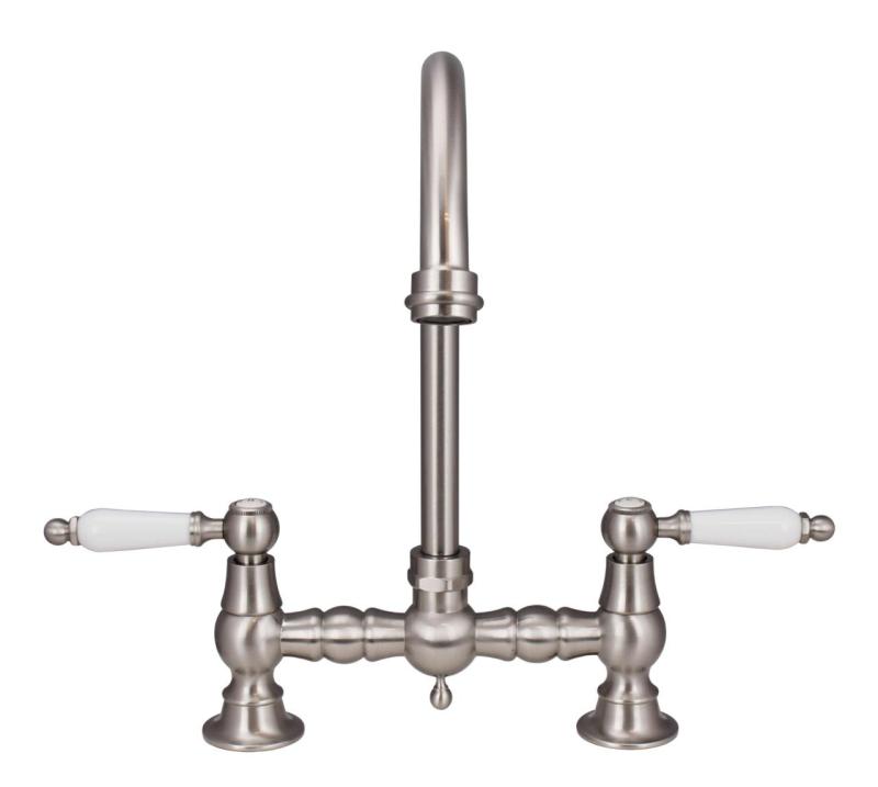 Aquanello Heritage Manor Rubinetto da cucina classico nostalgico in acciaio inossidabile con leva bianca e bocca rotonda NB-4001-HA