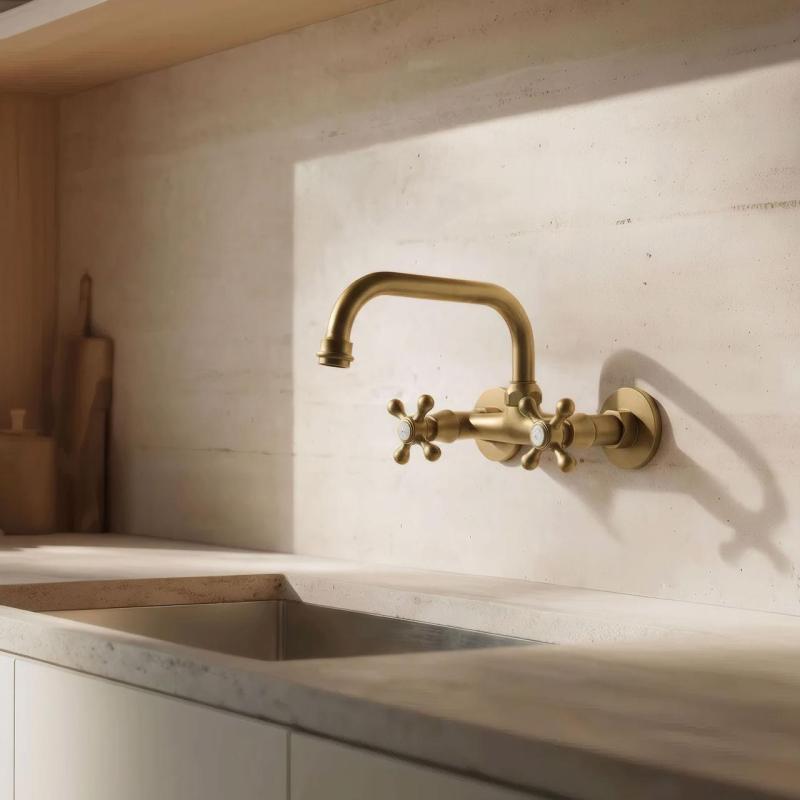 Aquanello Heritage Ascot Rubinetto da cucina classico a parete con bocca di erogazione superiore, bronzo BN-4110-HA