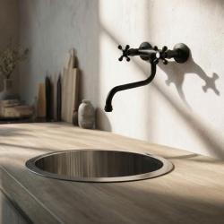 Aquanello Heritage Ascot Rubinetto da parete classico per cucina nero BL-4111-HA