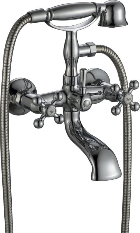 Aquanello Heritage Ascot Rubinetto classico per vasca con manopole a stella in acciaio inox, doccetta inclusa NB-3002-HA